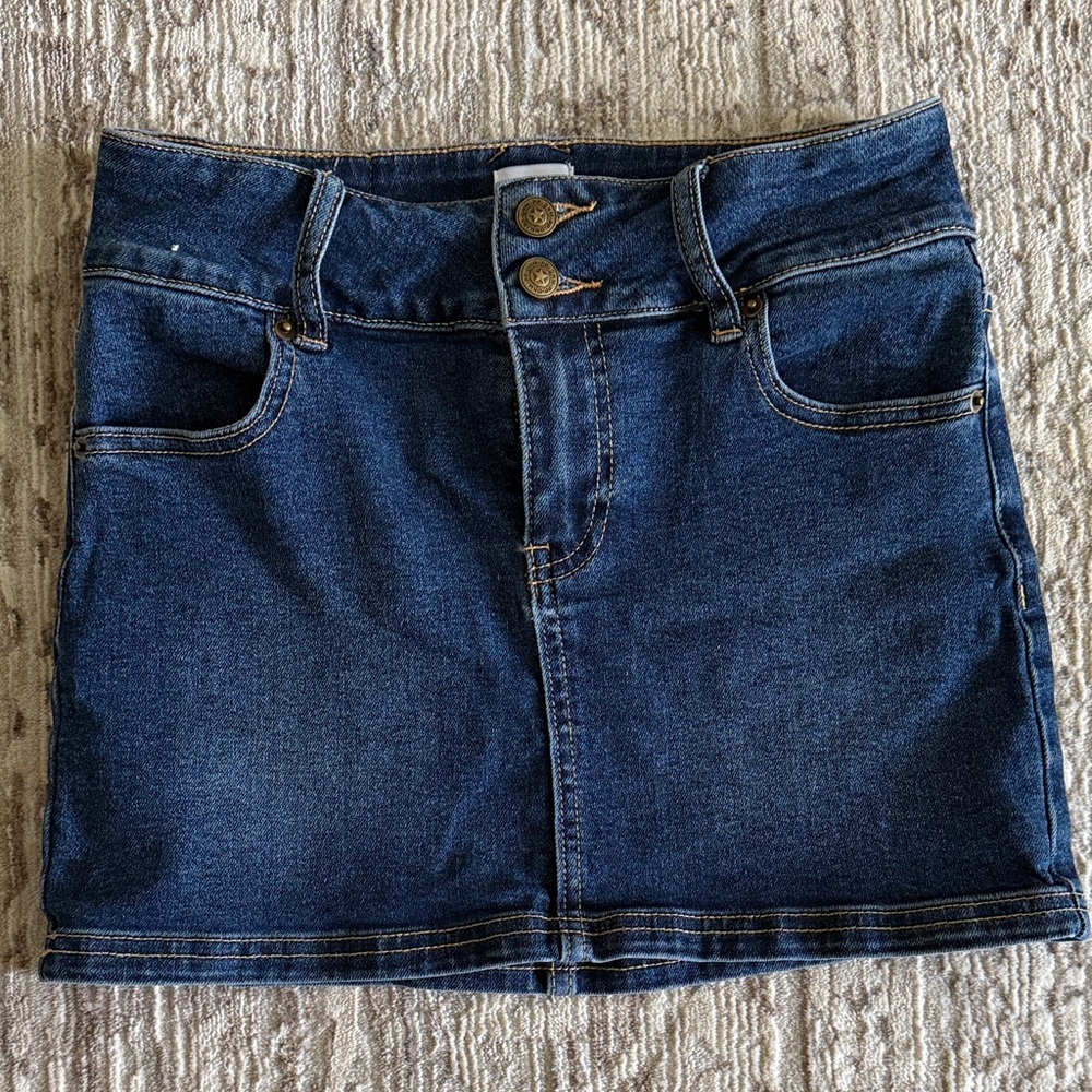 FAYA PRINCESS POLLY LOW RISE Denim Mini Skirt with Button Detail US 4 XS/S - Picture 2 of 7